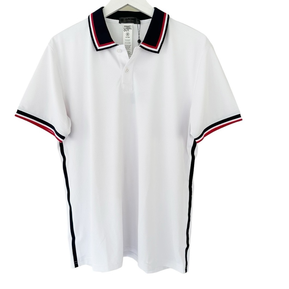 G/FORE White Polo with Navy and Red Trim